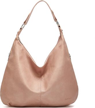 Generic Leather vintage style hobo lightweight handbag for women, zippered tote bag for women. (Baby Pink)