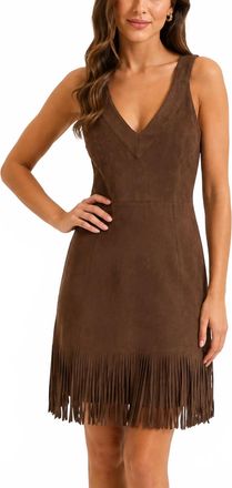J.O.A. Sueded Fringe Dress In Brown