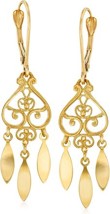 Ross-Simons Italian 14kt Yellow Gold Filigree Chandelier Drop Earrings