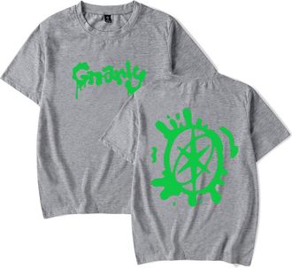 Generic Katseye Gnarly Logo Print T-Shirt Men Women O-Neck Fashionable Short Sleeve (Grey,XS)