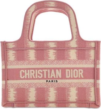 Dior Pre-owned Dior Mini Stripe Embroidered Canvas Book Tote Ladies X9DRYBZ3RQYSDQPJ