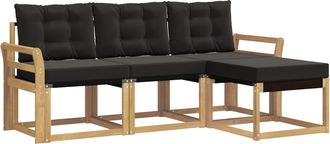 vidaXL Conjunto De Sof&aacute;s De Exterior 4 Uds. Blanco Y Negro Vidaxl