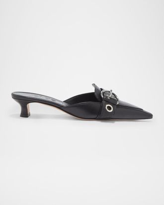 Aeyde Danielle Leather Kitten Mule Pumps