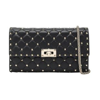 Valentino Garavani Tassen, Dames, Zwart, ONE Size, Leer, Rockstud Spike Schoudertas