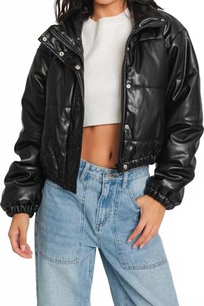 Le Lis Blanc Deux Linda Faux Leather Puffer Jacket In Black