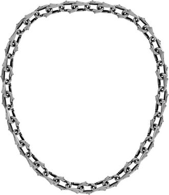 John Richmond Ketting ketting met zilveren spikes - Dames - Kettingen - Grijs - ONE Size - Leer - Accessoires