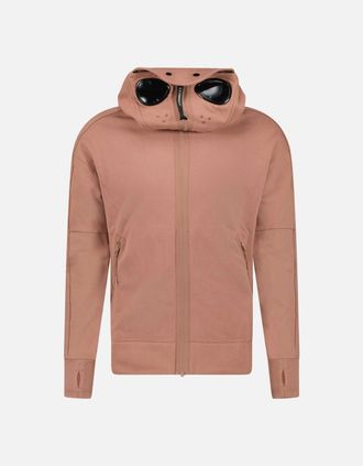 C.P. Company Mens CP Company Hooded Explorer Goggle Zip Up Sweatshirt Light Brown - Size: 38