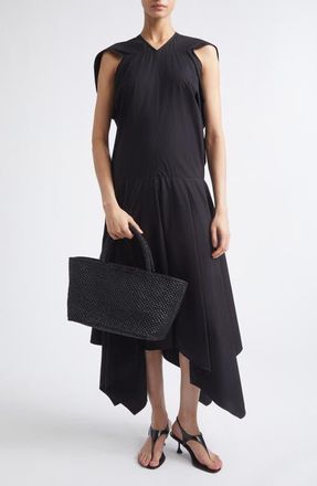 Proenza Schouler Sybella Handkerchief Hem Cotton Midi Dress in Black Multi at Nordstrom, Size 10