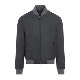 Canali Jassen, Heren, Grijs, M, Wol, Wool Bomber Jacket