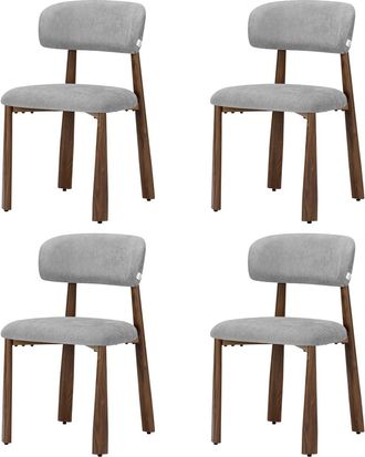 Woltu Woltu Juego De 4 Sillas De Comedor De Tela De Chenilla - Sillas De Cocina Modernas Con Patas Efecto Madera Para Sal&oacute;n, Gris