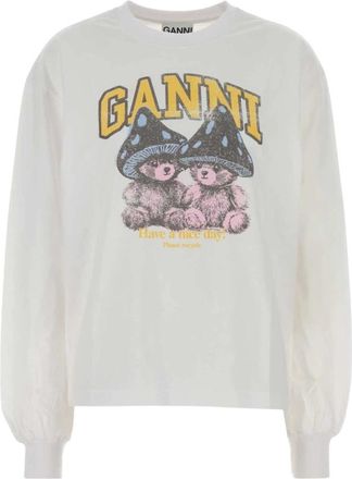 Ganni Long Sleeve Tops - Dames - Longsleeves - Wit - M - Tops