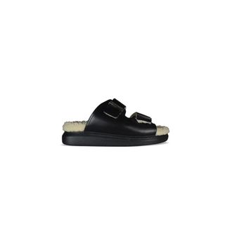 Alexander McQueen Schoenen, Dames, Zwart, 40 EU, Leer, Oversized Hybrid Slide