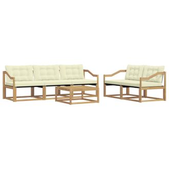 vidaXL Conjunto De Sof&aacute;s De Exterior 6 Pcs Blanco Y Crema Vidaxl