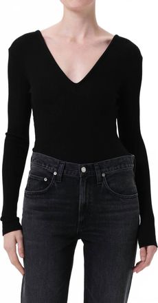 A Gold E Darla V Neck Bodysuit In Black
