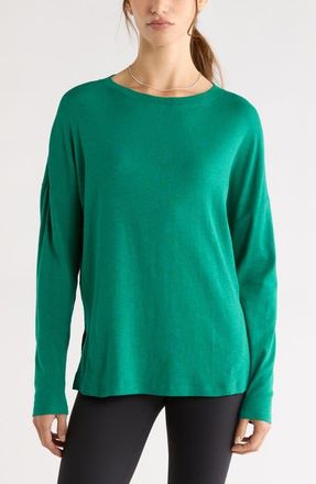 Zella Ease Up Long Sleeve T-Shirt in Green Glade at Nordstrom, Size Xx-Large