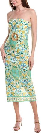 Adrianna Papell Strapless Printed Midi Dress