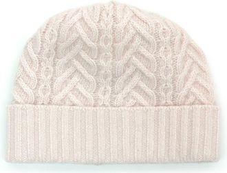Portolano Cashmere beanie in fancy stitch in Mallow at Nordstrom