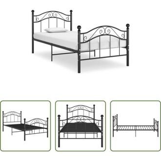 vidaXL Letto singolo - Giroletto Nero in Metallo 100x200 cm