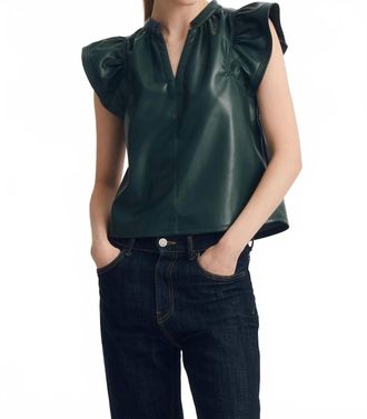M&eacute;lissa Nepton Faux Leather Venora Top In Forest