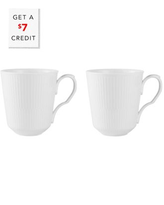 ROYAL COPENHAGEN Set Of 2 Fluted 12.25Oz Mugswith $7 Credit