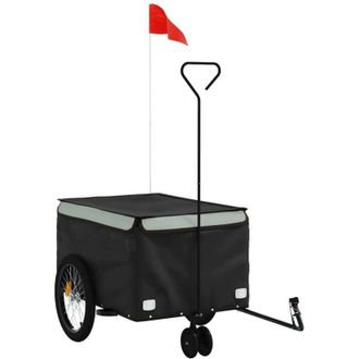 vidaXL Remolque Para Bicicleta Hierro Negro Y Gris 30 Kg Vidaxl