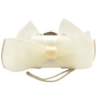 Jimmy Choo London Pre-owned Satijnen Clutch - Dames - Pre-owned - Wit - Maat: ONE Size Satijn