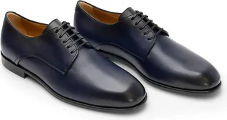 Ferragamo Polished Leather Derby Shoe - Navy
