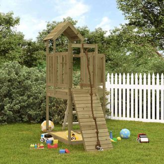 vidaXL Casa De Juegos Con Pared Escalada De Madera Impregnada De Pino Vidaxl