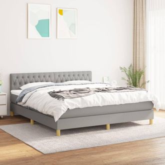 vidaXL Vidaxl - Cama Box Spring Con Colch&oacute;n Tela Gris Claro 180x200 Cm
