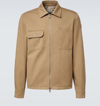 Moncler Leather-trimmed cotton jacket
