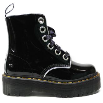 Dr. Martens Molly Patent Leather Womens Ankle Boots - Black Silver - Size:UK 6.5