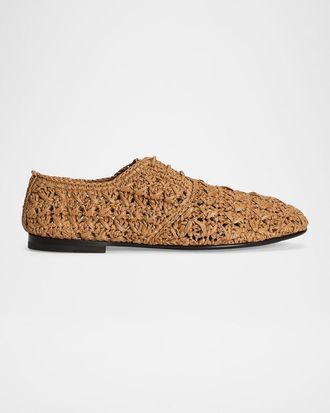 Dolce & Gabbana Mens Woven Raffia Derby Shoes