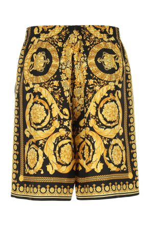 Versace Barocco-Print Silk Bermuda - Black