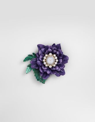 Dolce & Gabbana Flower Watch Brooch - Man Bijoux Purple Metal Onesize