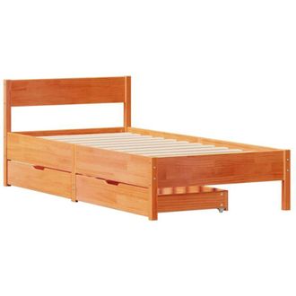 vidaXL Estructura De Cama Sin Colch&oacute;n Madera Maciza Marr&oacute;n 90x190 Cm Vidaxl