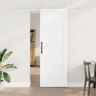 vidaXL Puerta Corrediza Vidaxl Con Juego De Hardware Blanco 73.5x211 Cm De Madera Maciza De Pino