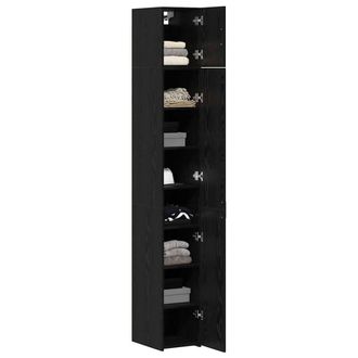 Berkfield Home Slim Storage Cabinet Black Oak 30x42.5x225 cm Engineered Wood