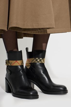 Burberry Huntley Heeled Ankle Boots, Womens, Black