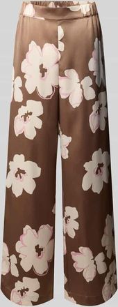 s.Oliver Black Label Loose Fit Satinhose mit Allover-Muster in Mittelbraun Mel, Gr&ouml;&szlig;e 40
