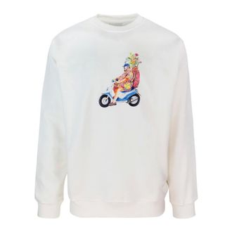 Dr&ocirc;le de Monsieur Hoodies & sweatvesten, Heren, Wit, M, Katoen, Golfeur Print Trui met Lange Mouwen