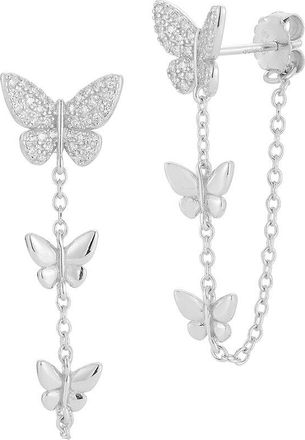 Glaze Jewelry Silver Cz Butterfly Drop Earrings