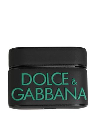Dolce & Gabbana Black Pvc Embossed Logo Flip Holder Women Airpods Case Tin Polycarbonate Accessory