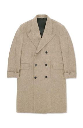 Fortela Bogart Breasted Herringbone Coat in Beige at Nordstrom, Size 46 Eu