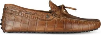 Tod's Loafers met krokodillenprint - Heren - Loafers - Bruin - 40 1/2 EU - Leer - Schoenen
