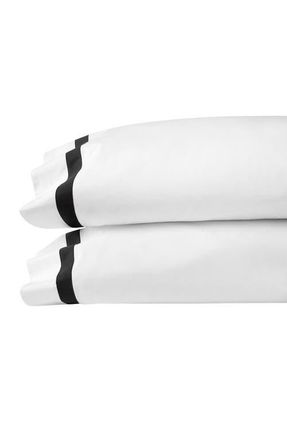 SFERRA Estate Set of 2 Pillowcases in White/black at Nordstrom, Size Standard