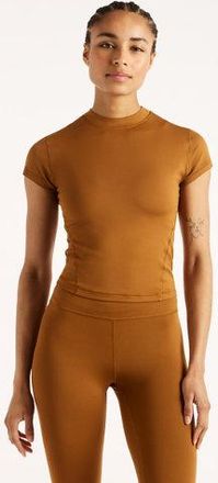 New Balance Mujer NB Define Fitted T-Shirt en Marr&oacute;n, Poly Knit, Talla XS