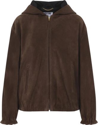 Moschino Su&egrave;de Jas - Dames - Leren en Su&egrave;de Jassen - Bruin - S - Su&egrave;de - Jassen