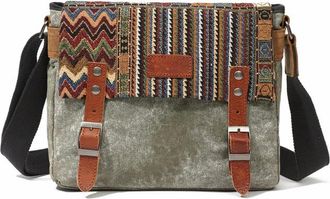 Generic NYSDM Waxed Canvas Shoulder Bag National Style Crossbody Young Men Patchwork Color Flap Sling