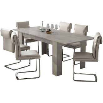 Dmora Tavolo Allungabile Campora, Allungabile, Meccanismo Estensione Allunga Centrale, Lunghezza Massima 220 cm, 220x90x75h cm Grigio Cemento