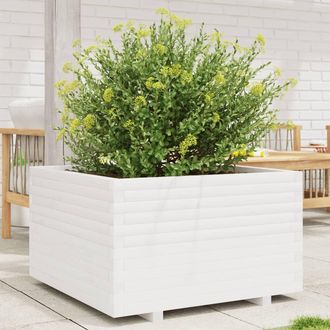 vidaXL Jardinera Madera Maciza De Pino Blanco 80x80x49,5 Cm Vidaxl